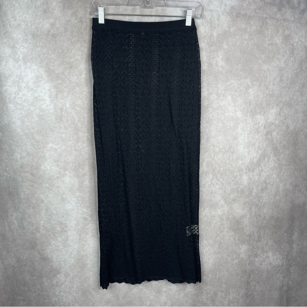 The Odells x Anthropologie Danielle Slim Knit Lace Skirt In Black Women's Sz XS